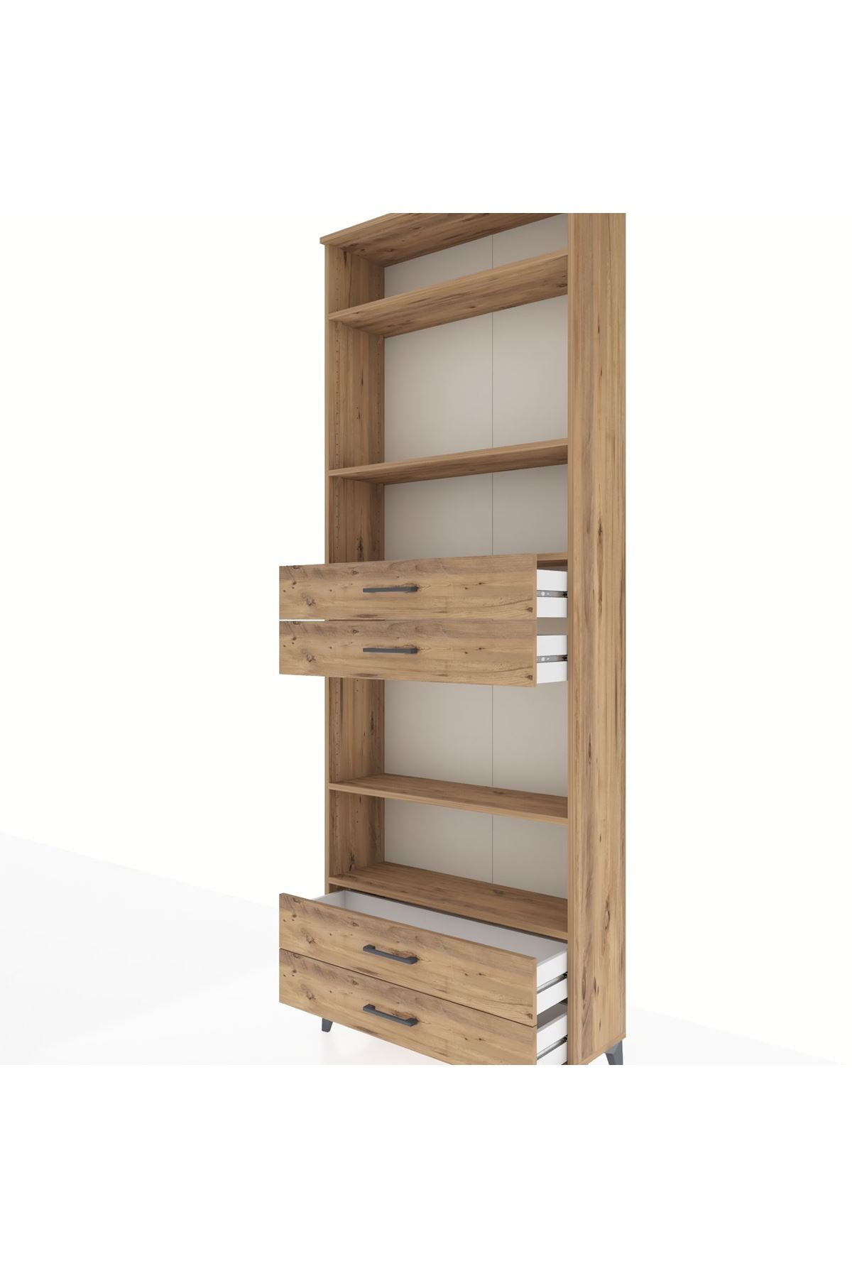 Arges Dolap 5 Raflı 4 Çekmeceli 88x30x243 Çam-Çam