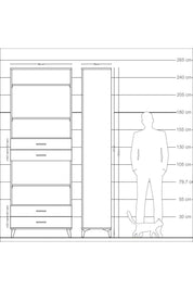 Arges Dolap 5 Raflı 4 Çekmeceli 88x30x243 - S33M254V9A