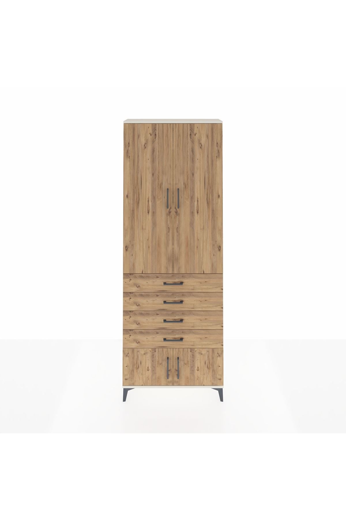 Arges Dolap 4 Raflı 4 Çekmeceli 4 Kapaklı 88x30x243 Aytaşı-Çam