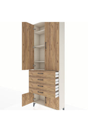 Arges Dolap 4 Raflı 4 Çekmeceli 4 Kapaklı 88x30x243 Aytaşı-Çam