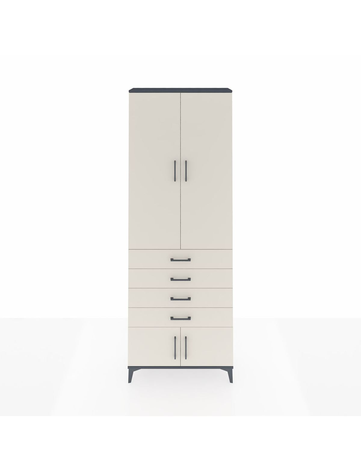 Arges Dolap 4 Raflı 4 Çekmeceli 4 Kapaklı 88x30x243 Antrasit-Aytaşı