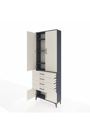 Arges Dolap 4 Raflı 4 Çekmeceli 4 Kapaklı 88x30x243 Antrasit-Aytaşı