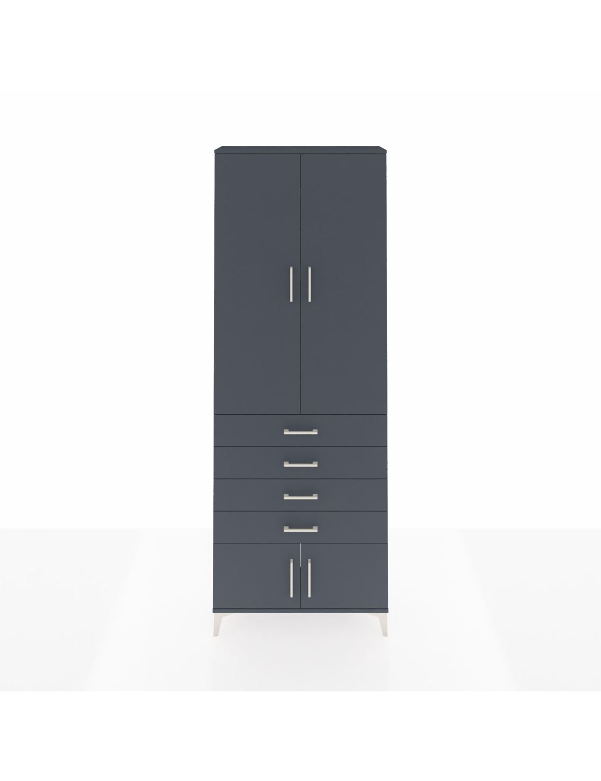 Arges Dolap 4 Raflı 4 Çekmeceli 4 Kapaklı 88x30x243 Antrasit-Antrasit