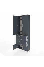 Arges Dolap 4 Raflı 4 Çekmeceli 4 Kapaklı 88x30x243 Antrasit-Antrasit