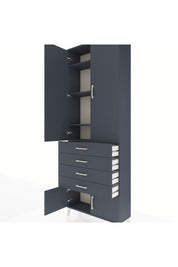 Arges Dolap 4 Raflı 4 Çekmeceli 4 Kapaklı 88x30x243 Antrasit-Antrasit