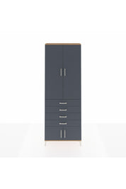 Arges Dolap 4 Raflı 4 Çekmeceli 4 Kapaklı 88x30x243 Çam-Antrasit