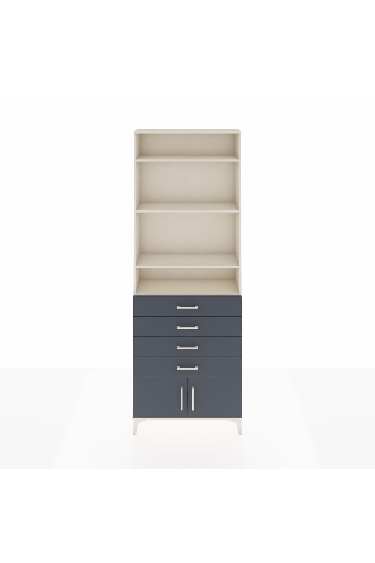 Arges Dolap 4 Raflı 4 Çekmeceli 2 Kapaklı 88x30x243 Aytaşı-Antrasit