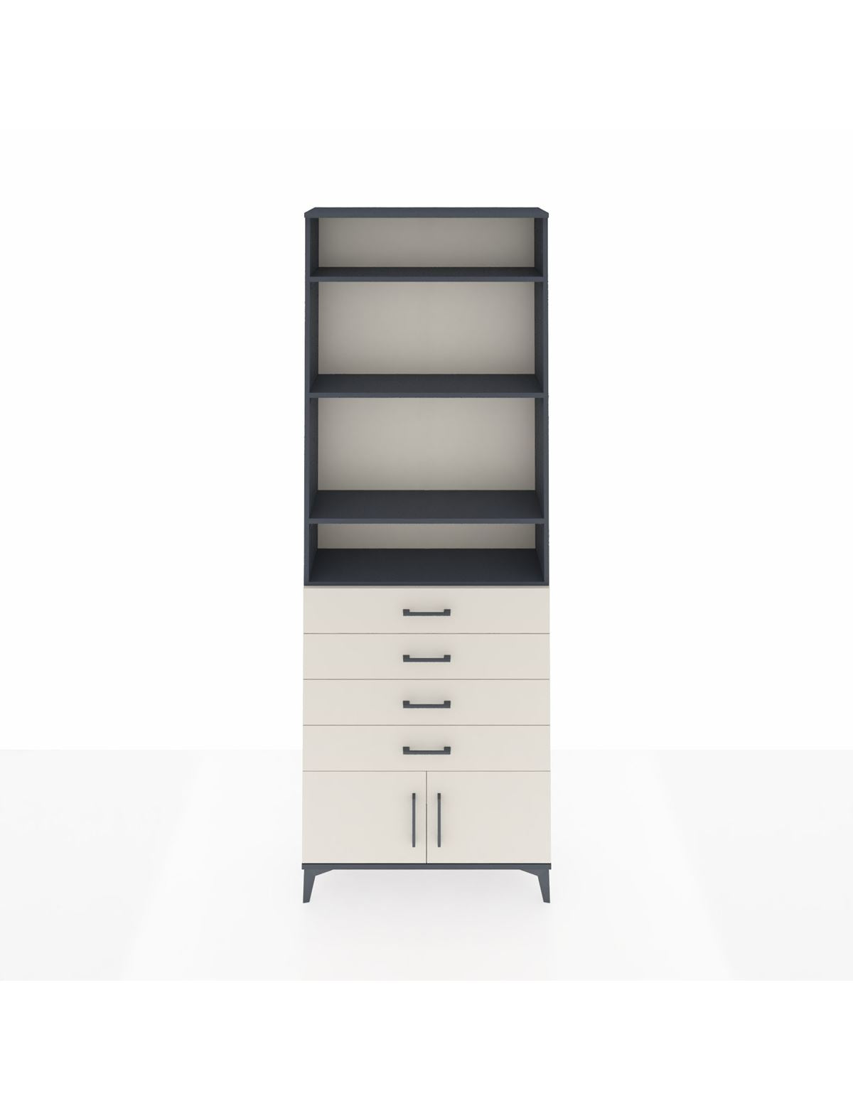 Arges Dolap 4 Raflı 4 Çekmeceli 2 Kapaklı 88x30x243 Antrasit-Aytaşı