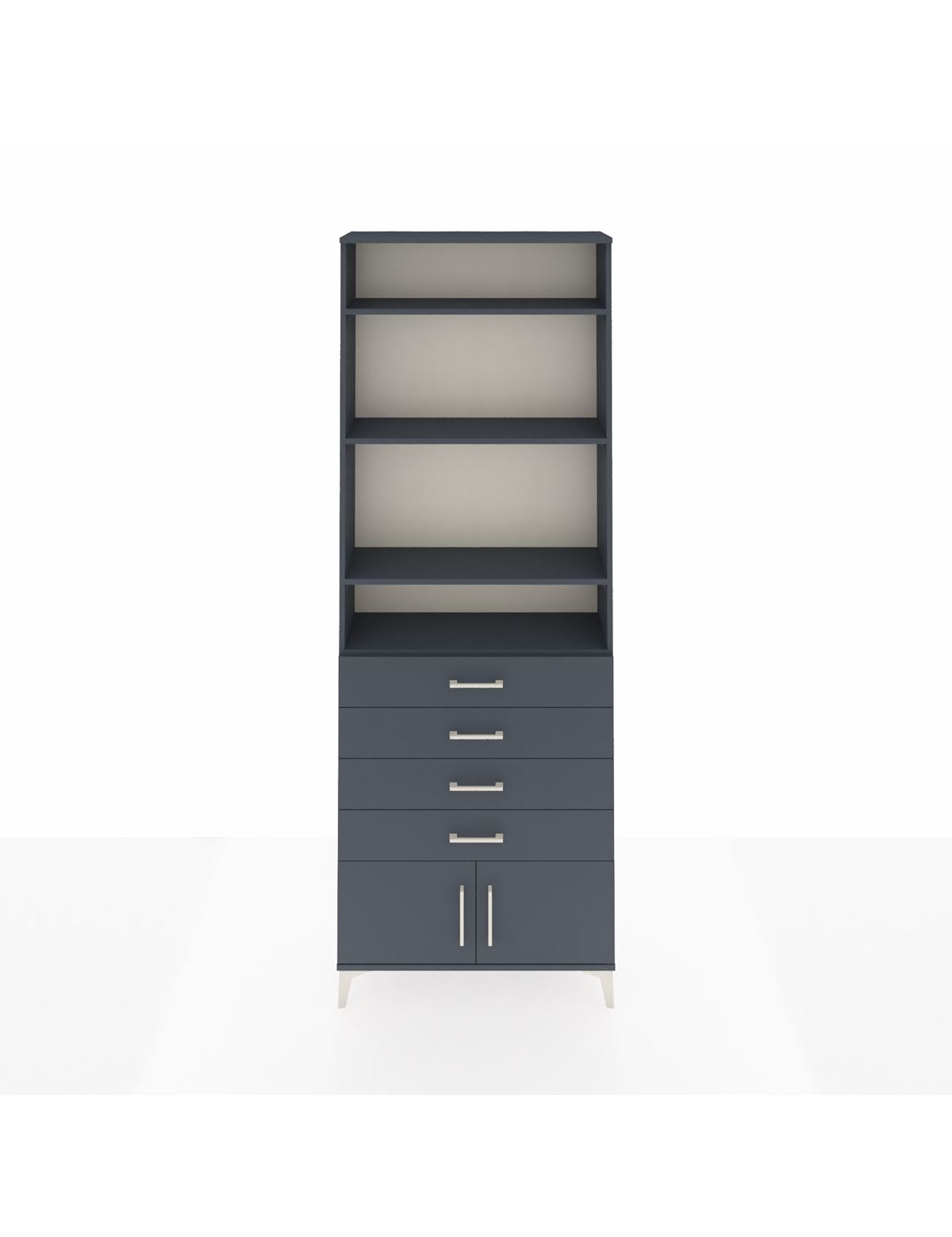 Arges Dolap 4 Raflı 4 Çekmeceli 2 Kapaklı 88x30x243 Antrasit-Antrasit