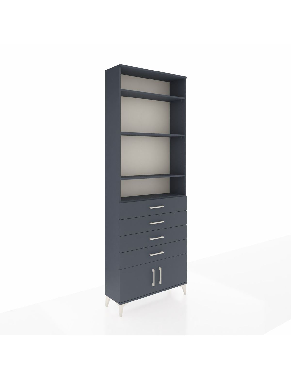 Arges Dolap 4 Raflı 4 Çekmeceli 2 Kapaklı 88x30x243 Antrasit-Antrasit