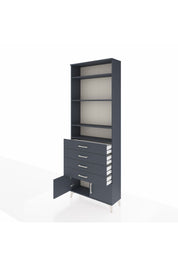 Arges Dolap 4 Raflı 4 Çekmeceli 2 Kapaklı 88x30x243 Antrasit-Antrasit