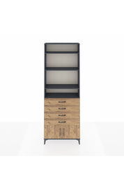 Arges Dolap 4 Raflı 4 Çekmeceli 2 Kapaklı 88x30x243 Antrasit-Çam