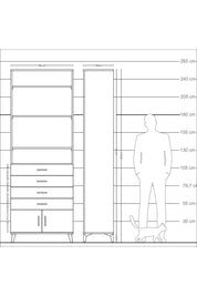 Arges Dolap 4 Raflı 4 Çekmeceli 2 Kapaklı 88x30x243 Antrasit-Çam