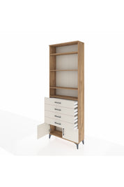 Arges Dolap 4 Raflı 4 Çekmeceli 2 Kapaklı 88x30x243 Çam-Aytaşı