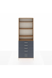 Arges Dolap 4 Raflı 4 Çekmeceli 2 Kapaklı 88x30x243 Çam-Antrasit