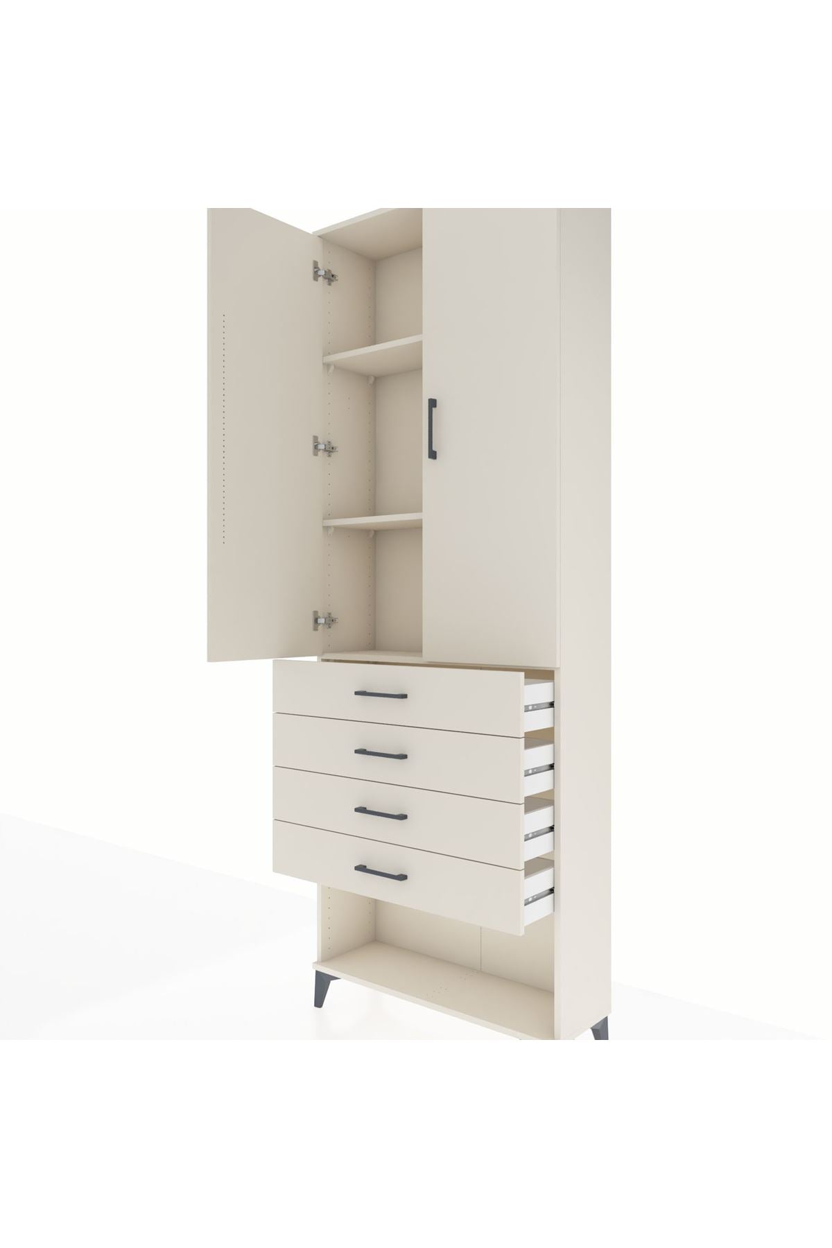 Arges Dolap 3 Raflı 4 Çekmeceli 2 Kapaklı 88x30x243 Aytaşı-Aytaşı