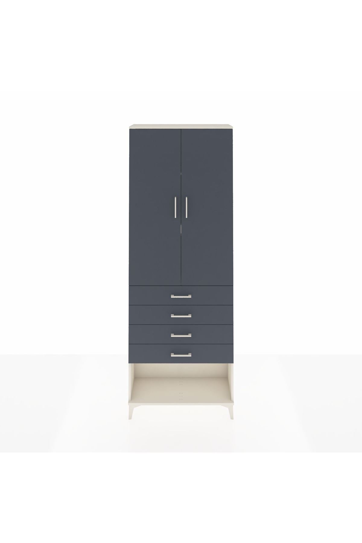 Arges Dolap 3 Raflı 4 Çekmeceli 2 Kapaklı 88x30x243 Aytaşı-Antrasit