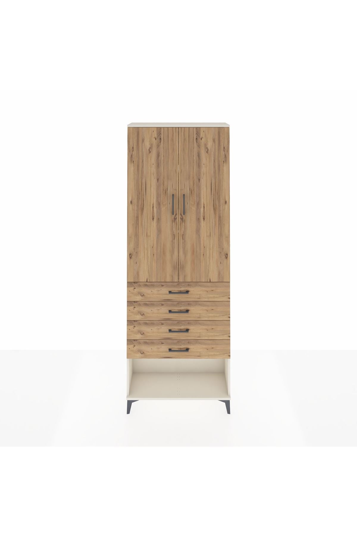 Arges Dolap 3 Raflı 4 Çekmeceli 2 Kapaklı 88x30x243 Aytaşı-Çam