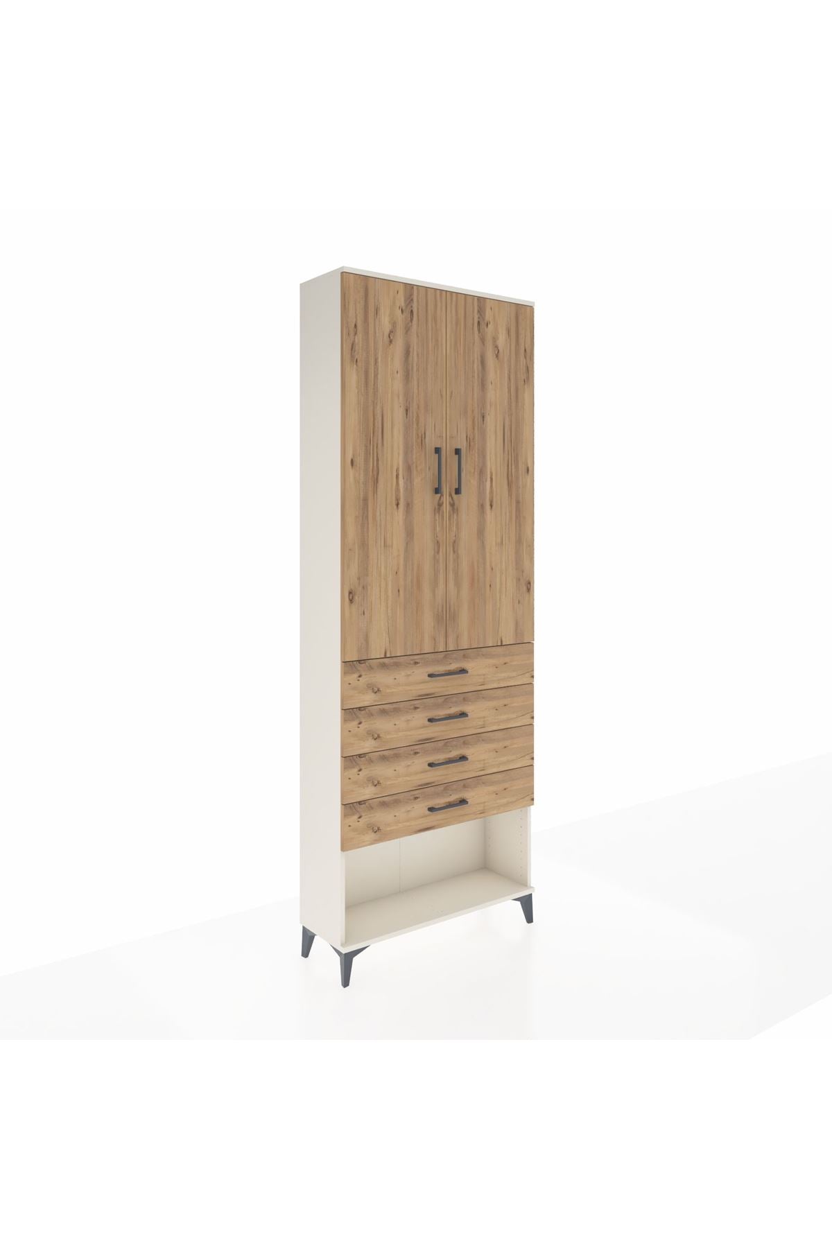 Arges Dolap 3 Raflı 4 Çekmeceli 2 Kapaklı 88x30x243 Aytaşı-Çam