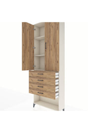 Arges Dolap 3 Raflı 4 Çekmeceli 2 Kapaklı 88x30x243 Aytaşı-Çam