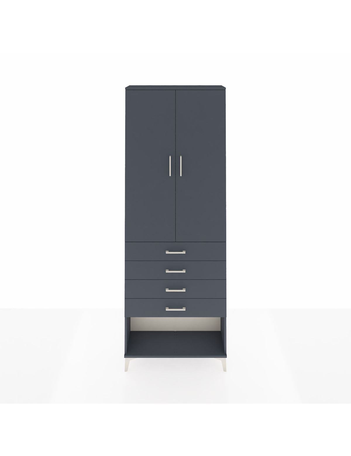 Arges Dolap 3 Raflı 4 Çekmeceli 2 Kapaklı 88x30x243 Antrasit-Antrasit