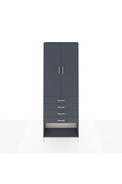 Arges Dolap 3 Raflı 4 Çekmeceli 2 Kapaklı 88x30x243 Antrasit-Antrasit