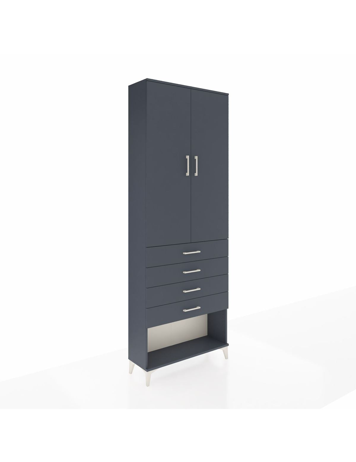 Arges Dolap 3 Raflı 4 Çekmeceli 2 Kapaklı 88x30x243 Antrasit-Antrasit