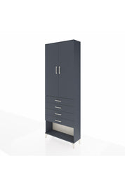 Arges Dolap 3 Raflı 4 Çekmeceli 2 Kapaklı 88x30x243 Antrasit-Antrasit