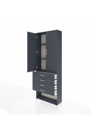 Arges Dolap 3 Raflı 4 Çekmeceli 2 Kapaklı 88x30x243 Antrasit-Antrasit