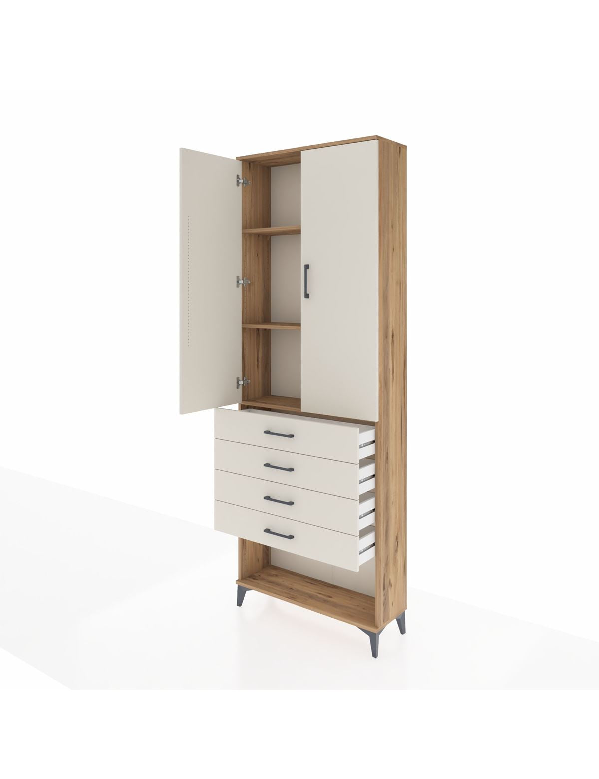 Arges Dolap 3 Raflı 4 Çekmeceli 2 Kapaklı 88x30x243 - S33M257V7A