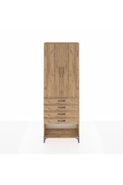 Arges Dolap 3 Raflı 4 Çekmeceli 2 Kapaklı 88x30x243 Çam-Çam