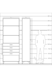 Arges Dolap 3 Raflı 4 Çekmeceli 88x30x243 Aytaşı-Antrasit