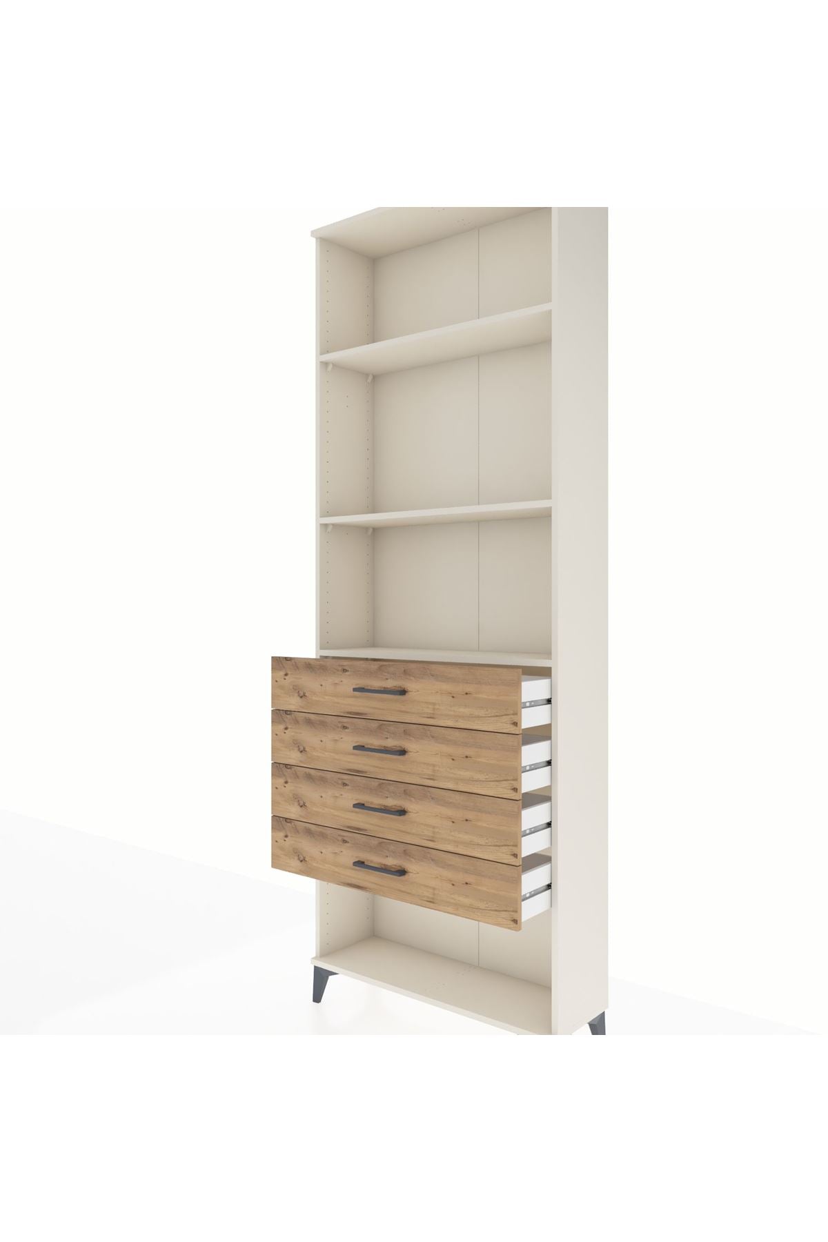 Arges Dolap 3 Raflı 4 Çekmeceli 88x30x243 Aytaşı-Çam