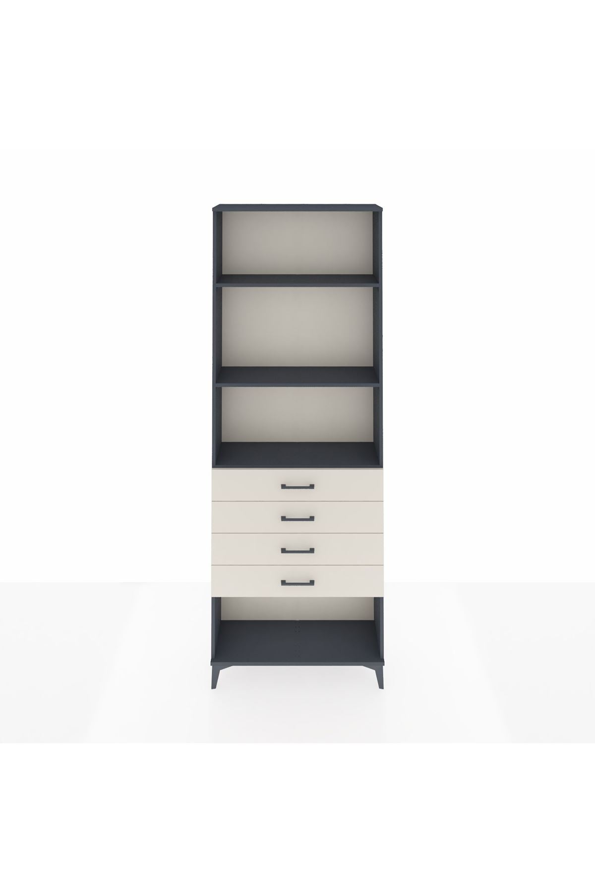 Arges Dolap 3 Raflı 4 Çekmeceli 88x30x243 Antrasit-Aytaşı