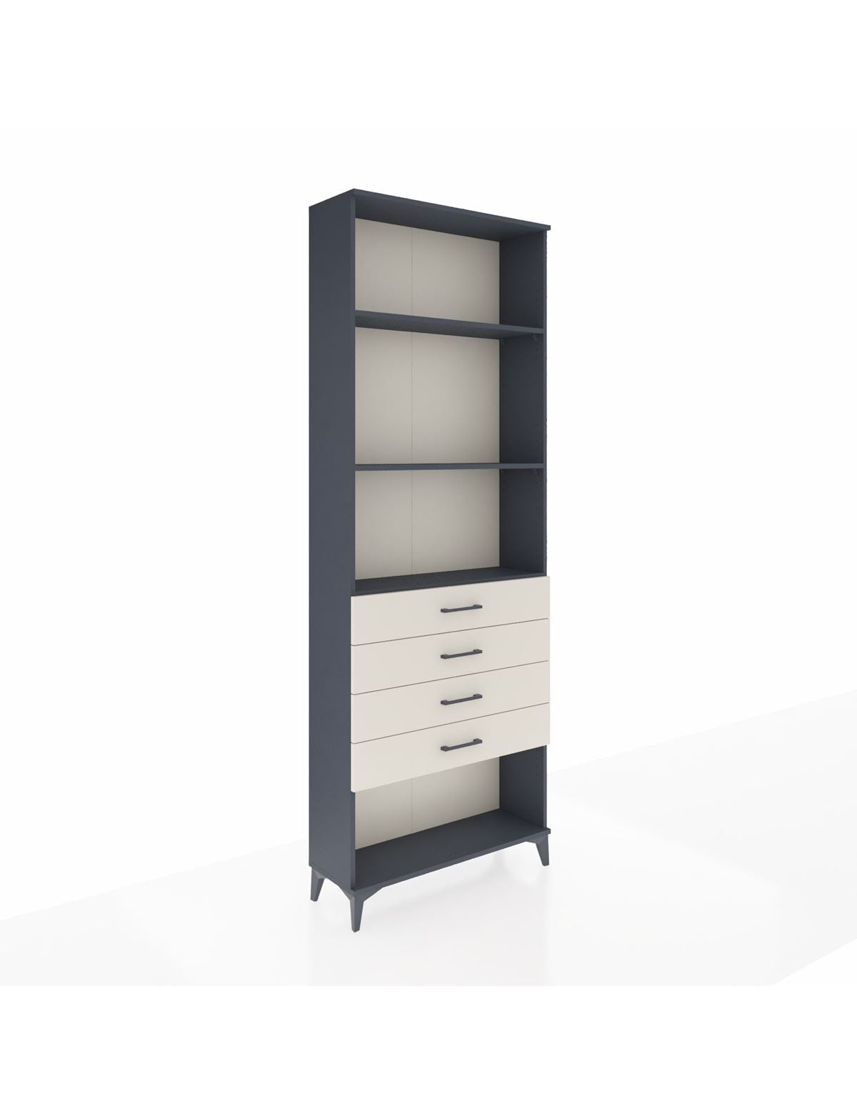 Arges Dolap 3 Raflı 4 Çekmeceli 88x30x243 Antrasit-Aytaşı