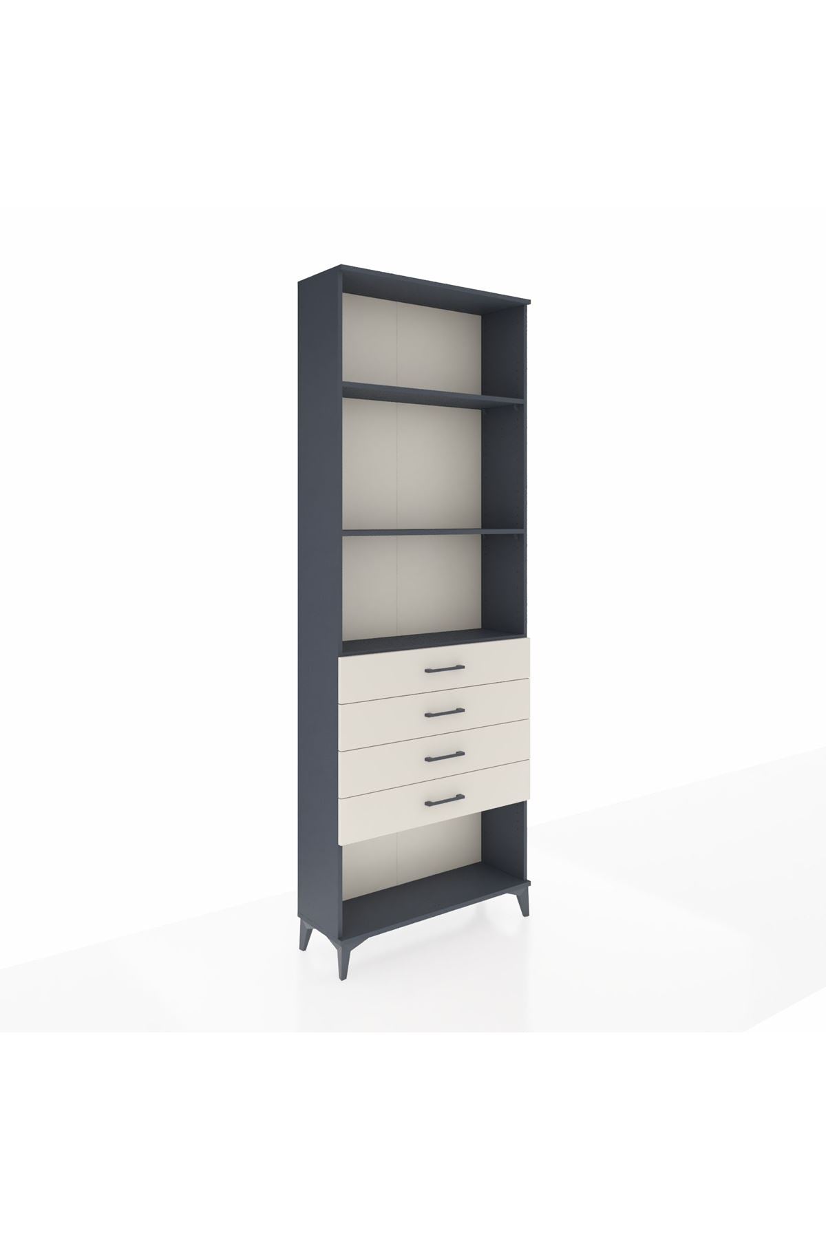 Arges Dolap 3 Raflı 4 Çekmeceli 88x30x243 Antrasit-Aytaşı