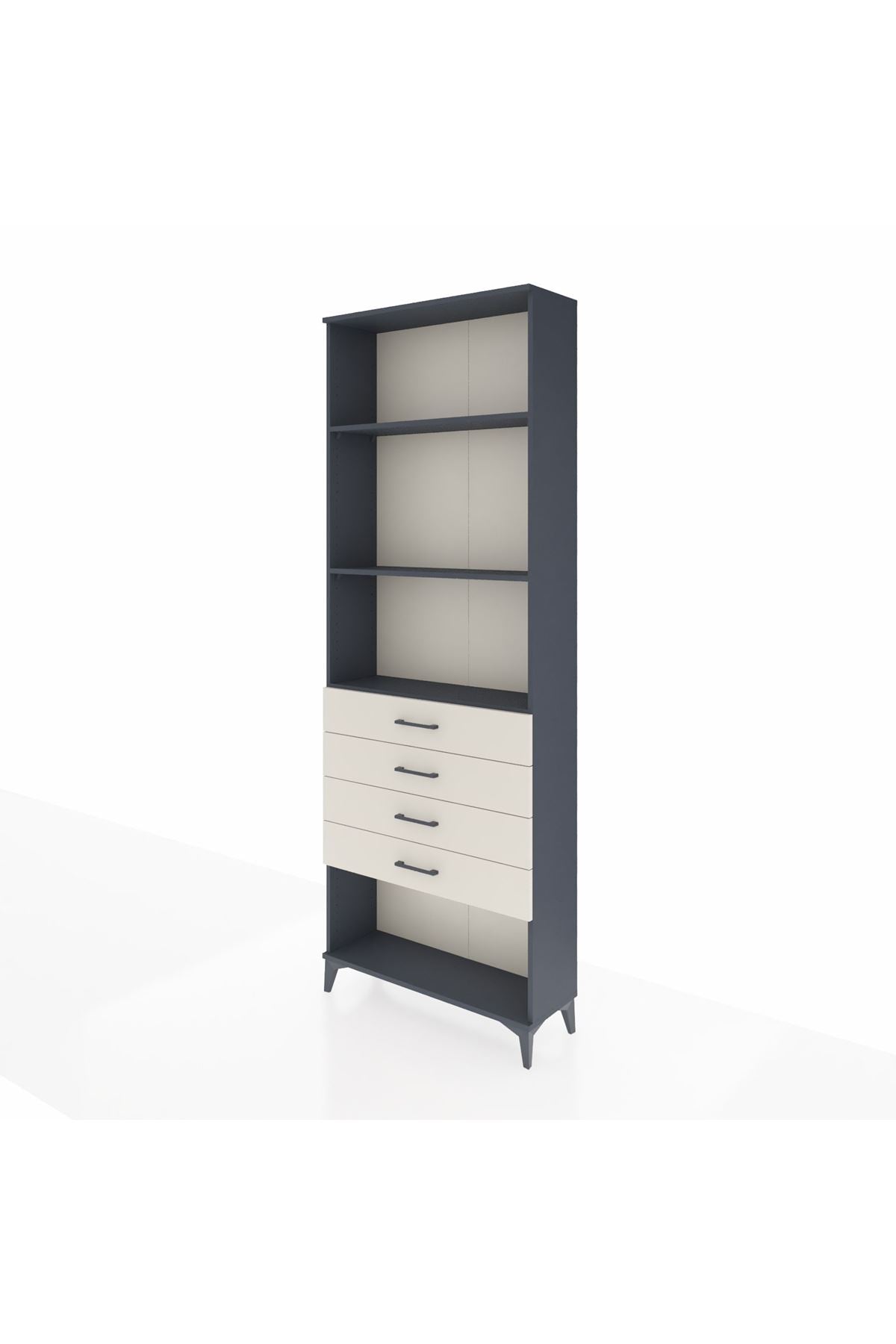 Arges Dolap 3 Raflı 4 Çekmeceli 88x30x243 Antrasit-Aytaşı