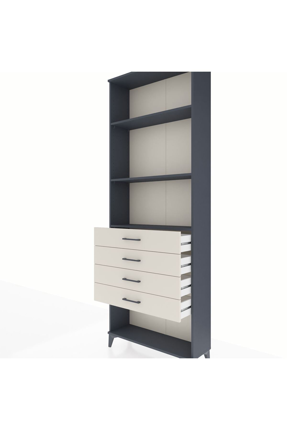 Arges Dolap 3 Raflı 4 Çekmeceli 88x30x243 Antrasit-Aytaşı