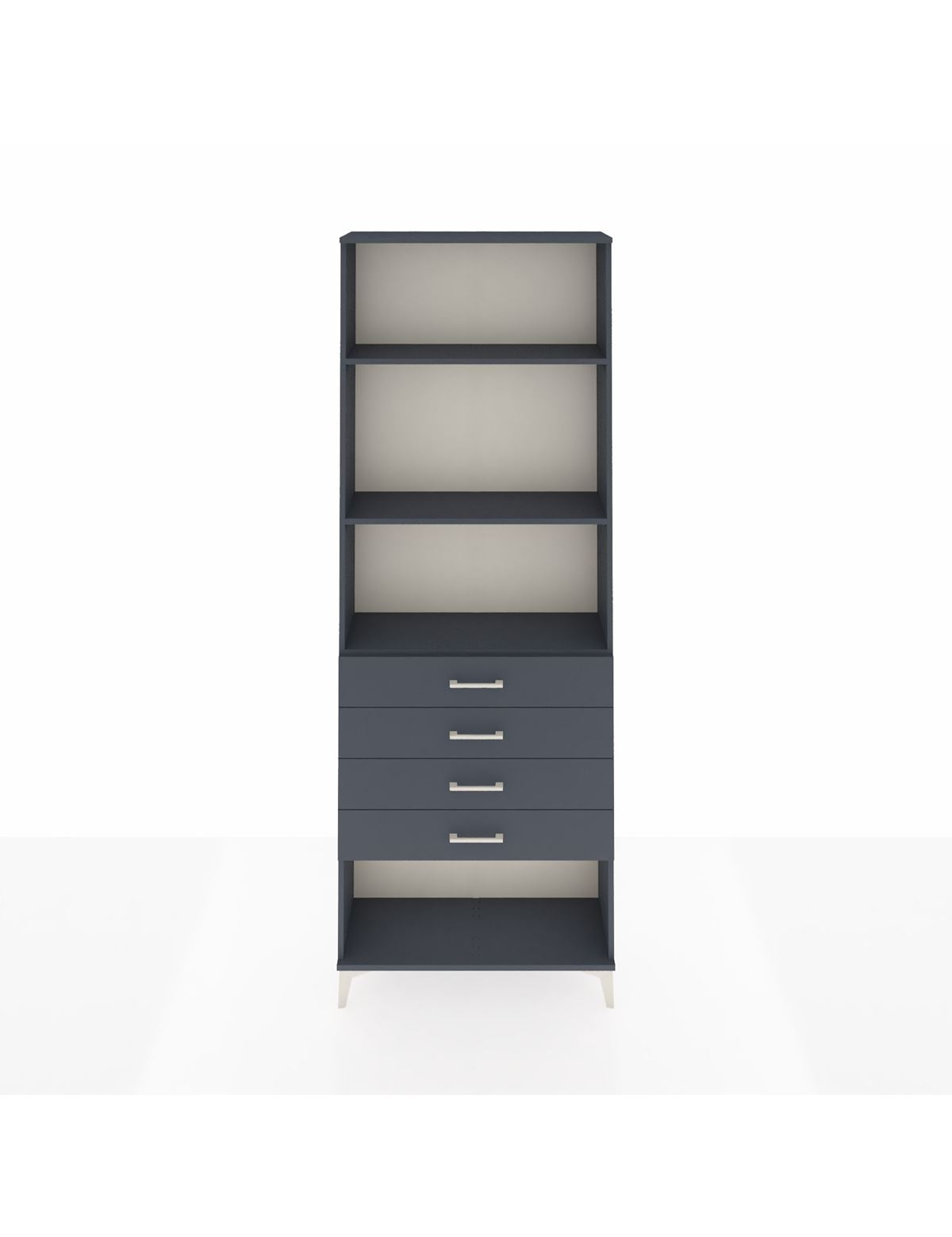 Arges Dolap 3 Raflı 4 Çekmeceli 88x30x243 Antrasit-Antrasit