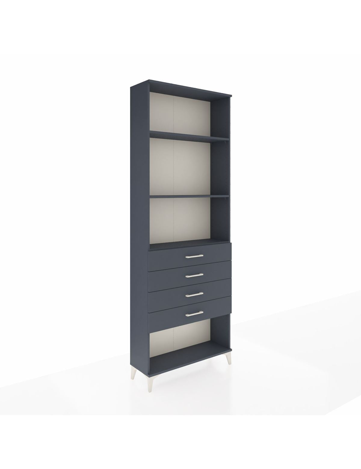 Arges Dolap 3 Raflı 4 Çekmeceli 88x30x243 Antrasit-Antrasit