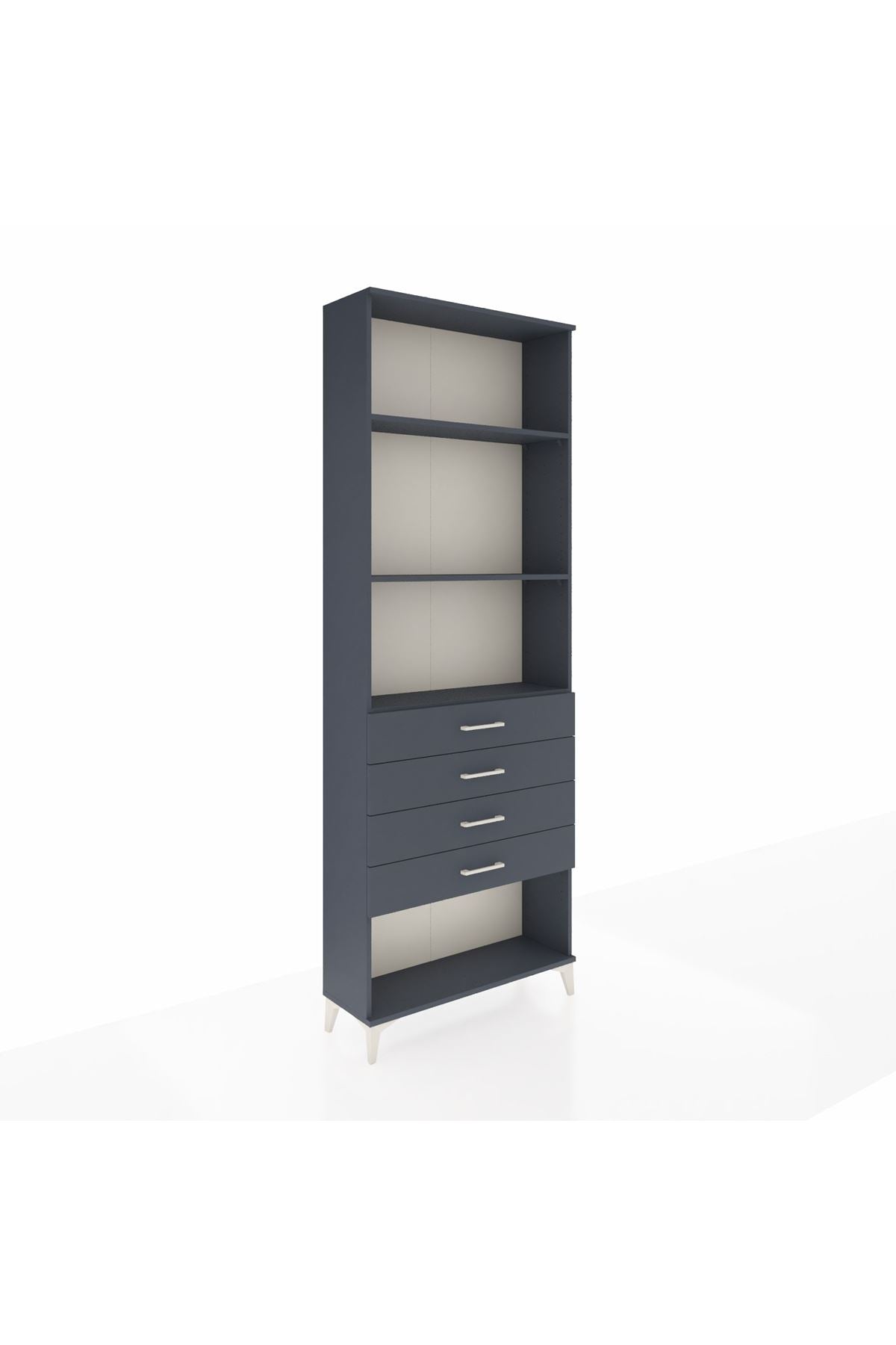 Arges Dolap 3 Raflı 4 Çekmeceli 88x30x243 Antrasit-Antrasit