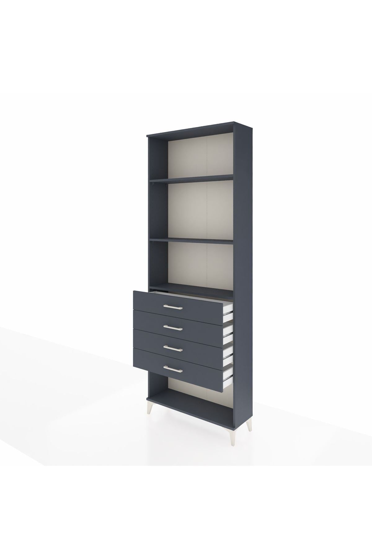 Arges Dolap 3 Raflı 4 Çekmeceli 88x30x243 Antrasit-Antrasit