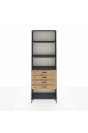 Arges Dolap 3 Raflı 4 Çekmeceli 88x30x243 Antrasit-Çam