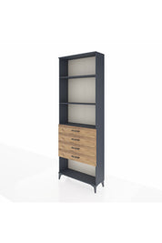 Arges Dolap 3 Raflı 4 Çekmeceli 88x30x243 Antrasit-Çam