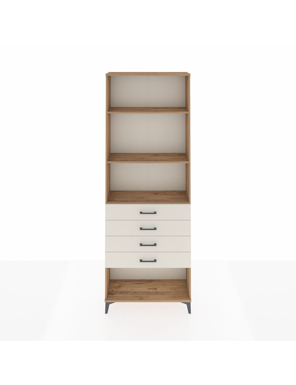 Arges Dolap 3 Raflı 4 Çekmeceli 88x30x243 Çam-Aytaşı