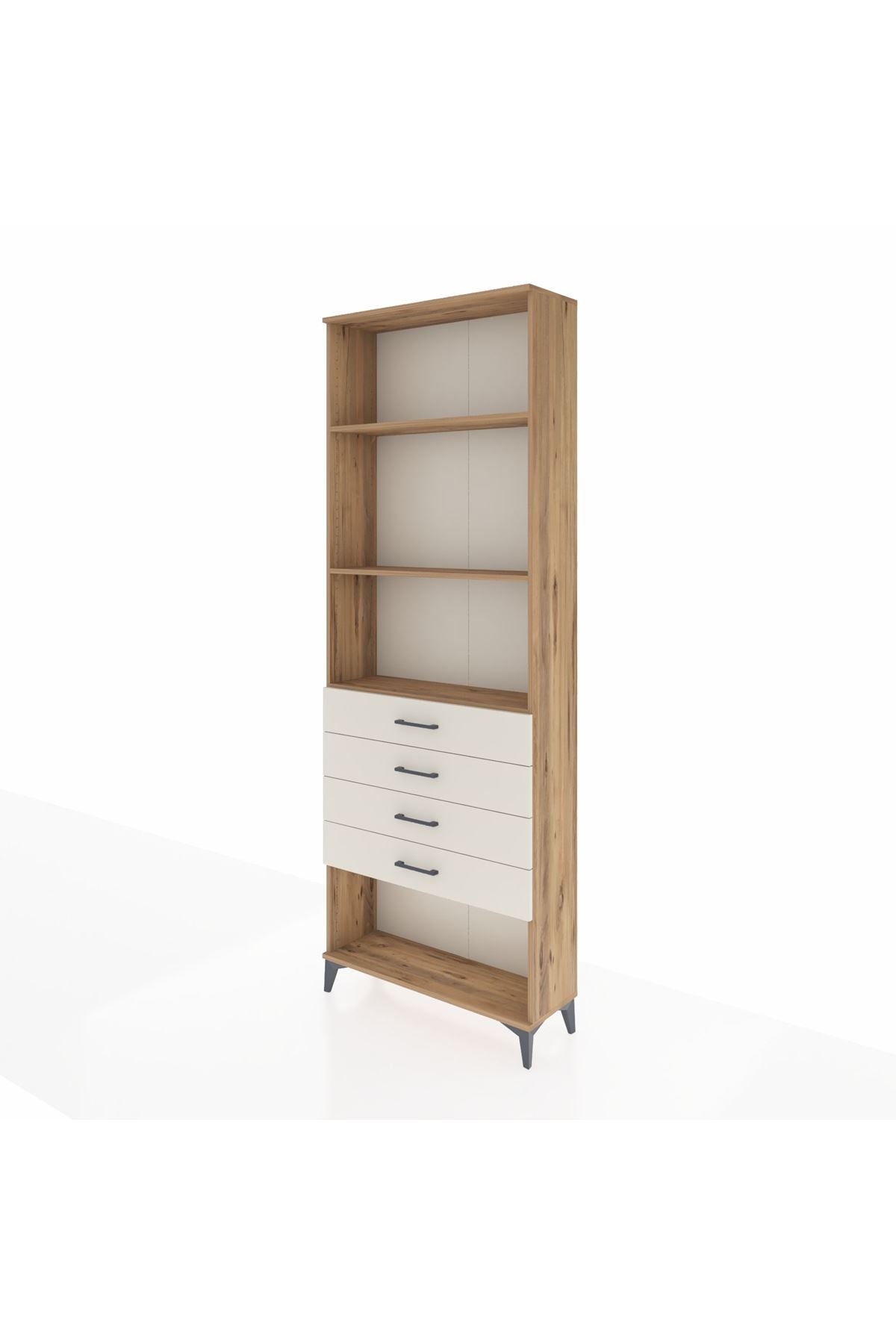 Arges Dolap 3 Raflı 4 Çekmeceli 88x30x243 Çam-Aytaşı