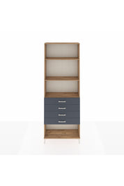 Arges Dolap 3 Raflı 4 Çekmeceli 88x30x243 Çam-Antrasit