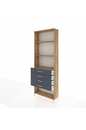 Arges Dolap 3 Raflı 4 Çekmeceli 88x30x243 Çam-Antrasit