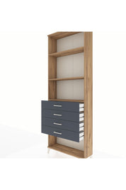 Arges Dolap 3 Raflı 4 Çekmeceli 88x30x243 Çam-Antrasit