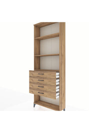 Arges Dolap 3 Raflı 4 Çekmeceli 88x30x243 Çam-Çam